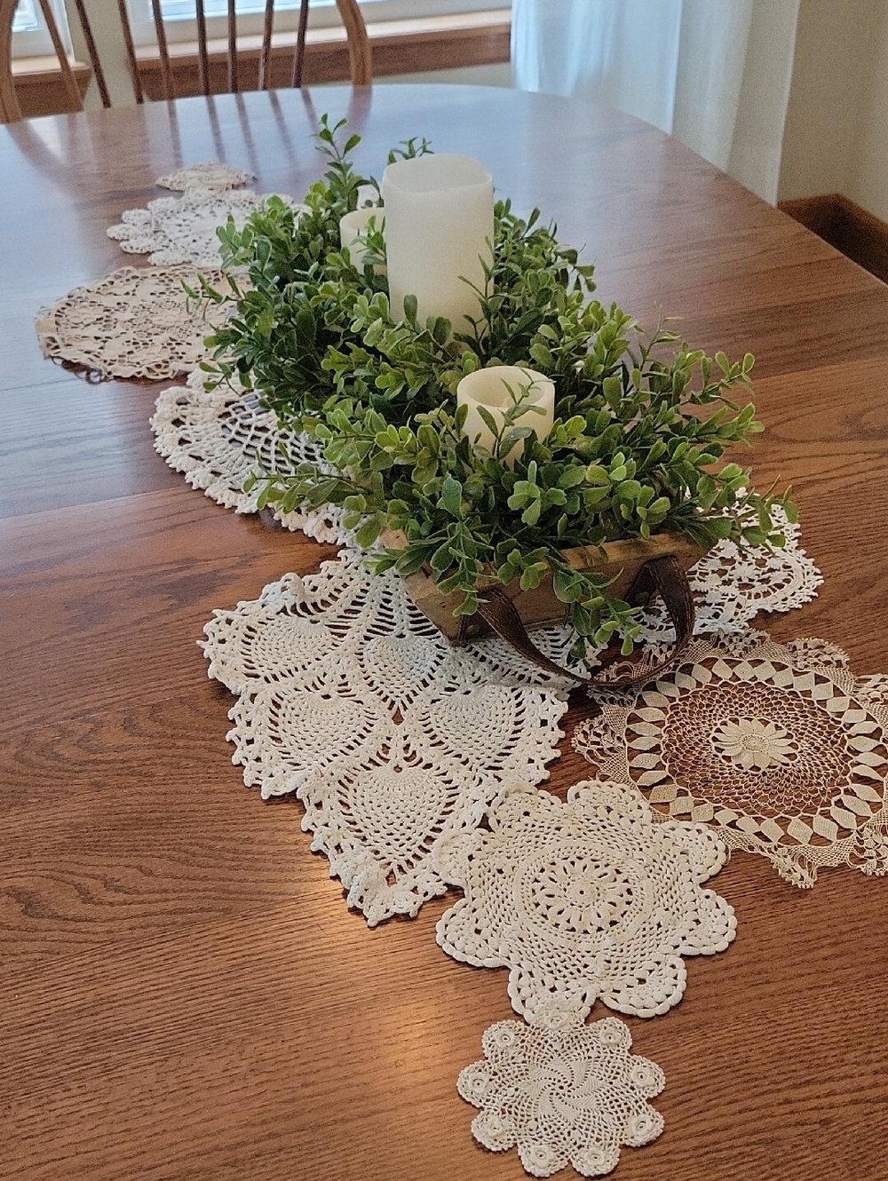Vintage Crochet Doily Table Runner